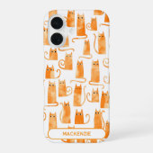 オレンジ色の猫の名前入りグッズ iPhone 16ケース (裏面)