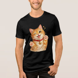 オレンジ色の猫の水彩Tシャツ トライブレンドTシャツ