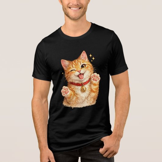 オレンジ色の猫の水彩Tシャツ トライブレンドTシャツ (正面)