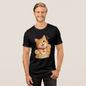 オレンジ色の猫の水彩Tシャツ トライブレンドTシャツ (正面全面)