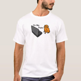 オレンジ色の猫の面白いパソコンミーム Tシャツ