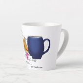 オレンジ色の猫の面白いブルーコーヒーマグ カフェラテマグ (右アングル)
