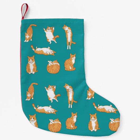 オレンジ色の猫は面白い スモールクリスマスストッキング (正面)