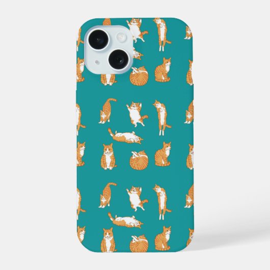 オレンジ色の猫は面白い iPhone 15ケース (裏面)