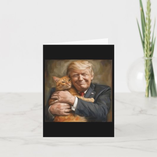 オレンジ色の猫を抱きしめているトランプ2024 カード (正面)