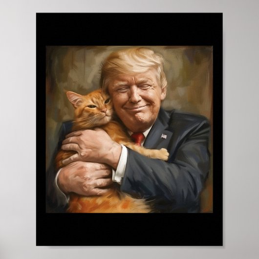 オレンジ色の猫を抱きしめているトランプ2024 ポスター (正面)