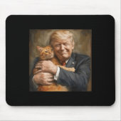 オレンジ色の猫を抱きしめているトランプ2024 マウスパッド (正面)