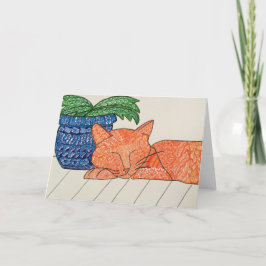 オレンジ色の猫グリーティングカード カード