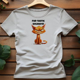 オレンジ色の猫好きのための皮肉たっぷりなクリスマスの願いTシャツ Tシャツ