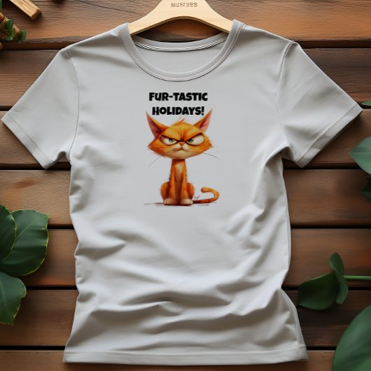 オレンジ色の猫好きのための皮肉たっぷりなクリスマスの願いTシャツ Tシャツ