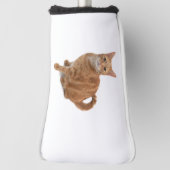 オレンジ色の猫立ち ゴルフヘッドカバー (回転90)