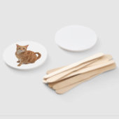 オレンジ色の猫立ち ハンドファン (組立なし)