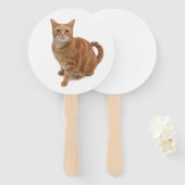 オレンジ色の猫立ち ハンドファン (正面&裏面)