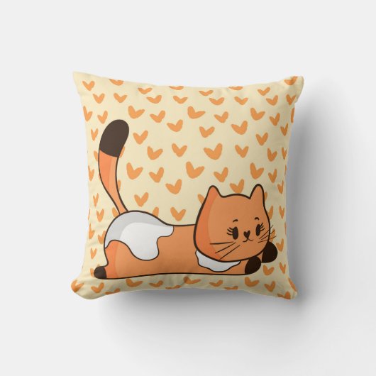 オレンジ色の猫 クッション (正面)