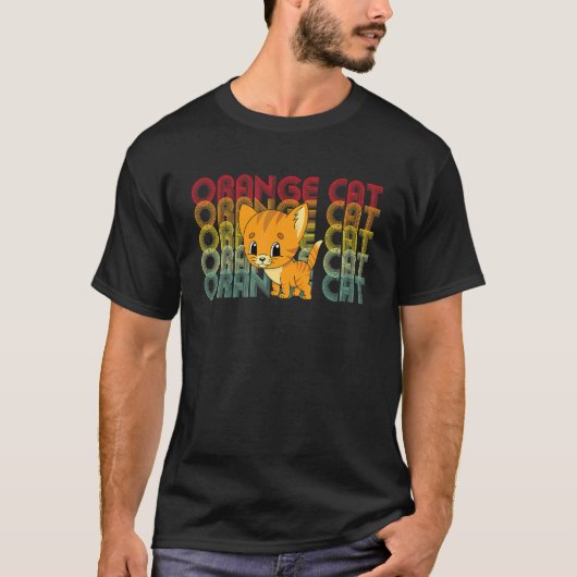 オレンジ色の猫 子猫 かわいい 猫 Tシャツ (正面)