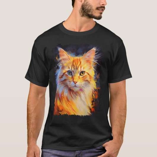 オレンジ色の猫 Tシャツ (正面)