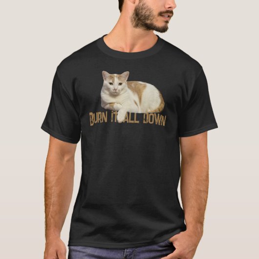 オレンジ色の猫Tシャツを焼き尽くす Tシャツ (正面)