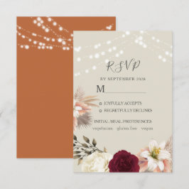 オレンジ色の田舎風結婚式RSVPカード 出欠カード