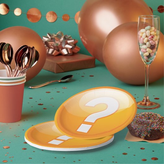 オレンジ色の疑問符紙プレート ペーパープレート