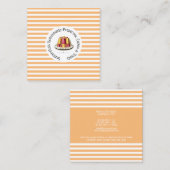 オレンジ色の白いシックプリストライプンのデザートゼリー スクエア名刺 (正面/裏面)