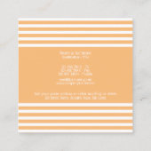 オレンジ色の白いシックプリストライプンのデザートゼリー スクエア名刺 (裏面)