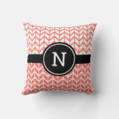 オレンジ色の白いシボロンパターンモノグラムはっきりしたモダン クッション (裏面)