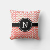 オレンジ色の白いシボロンパターンモノグラムはっきりしたモダン クッション (正面)