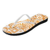 オレンジ色の白いジオメトリペアのビーチサンダル ビーチサンダル (アングル)