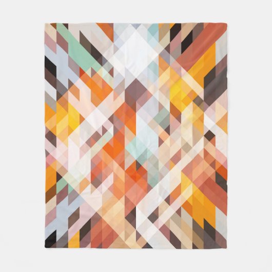 オレンジ色の白いジオメトリ：ポリゴンの背景 フリースブランケット (正面)