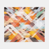 オレンジ色の白いジオメトリ：ポリゴンの背景 フリースブランケット (正面(横))