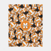 オレンジ色の白いスクールチームのカラーバレーボールガーリーボール フリースブランケット (正面)