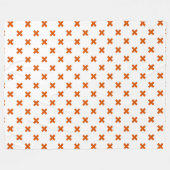 オレンジ色の白いステッチ フリースブランケット (正面(横))