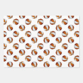 オレンジ色の白いスポーツチームはバスケットボールのギフトに色を付ける ラッピングペーパーシート (正面3)