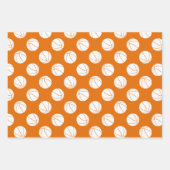 オレンジ色の白いスポーツチームはバスケットボールのギフトに色を付ける ラッピングペーパーシート (正面2)