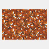 オレンジ色の白いスポーツチームはバスケットボールのギフトに色を付ける ラッピングペーパーシート (正面)