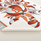 オレンジ色の白いスポーツデコットのバスケの吹き出し シェルパブランケット (3/4)