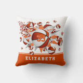 オレンジ色の白いスポーツルームガールズバスケットボール クッション (裏面)