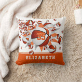 オレンジ色の白いスポーツルームガールズバスケットボール クッション (ブランケット)