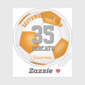 オレンジ色の白いチームカラーの子供たち10代のサッカー シール (シート)