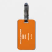 オレンジ色の白いチームカラーカスタムバスケットボール ラゲッジタグ (裏面縦)