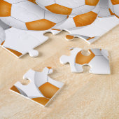 オレンジ色の白いチームカラーキッズサッカー ジグソーパズル (側面)