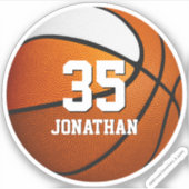 オレンジ色の白いチームカラーズボーズバスケットボール シール (正面)