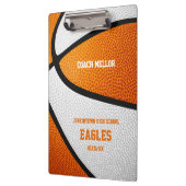 オレンジ色の白いチームカラーバスケットボールコーチ名 クリップボード (左)