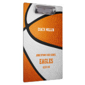 オレンジ色の白いチームカラーバスケットボールコーチ名 クリップボード (右)