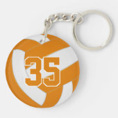 オレンジ色の白いチームカラーパーソナライズされたバレーボール キーホルダー (裏面)