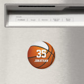 オレンジ色の白いチームカラーリアルなバスケットボール マグネット (インサイチュ (食洗機))