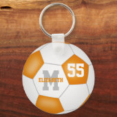 オレンジ色の白いチームカラー女の子の男の子スポーツ キーホルダー (正面)