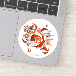 オレンジ色の白いバスケットボールの星の女の子の名前 シール