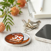 オレンジ色の白いバスケットボールの男の子のジャージー番号 キーホルダー (側面)