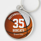オレンジ色の白いバスケットボールの男の子のジャージー番号 キーホルダー (正面)